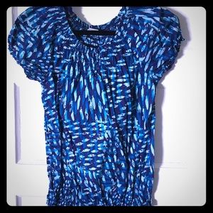 Blue Green patterned top, elasticized bottom Small